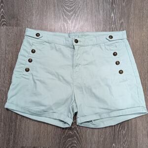 Hublot Mode Marine Women's Mint Green Shorts with Brass Snap Accents Size EU 44